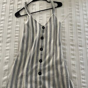 Zara Blue and White Striped Mini Dress